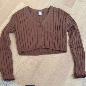 Abound Brown Ribbed Knit Sweater
